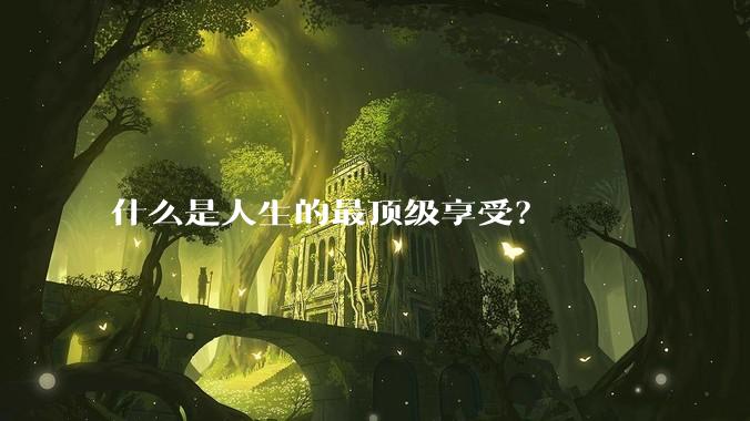 什么是人生的最顶级享受？