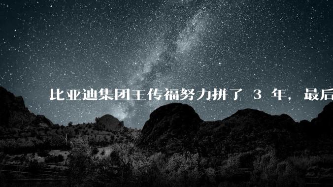 比亚迪集团王传福努力拼了 3 年，最后反而跌了近32亿，其原因是什么？