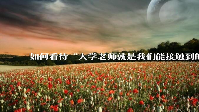 如何看待“大学老师就是我们能接触到的顶层”这句话？