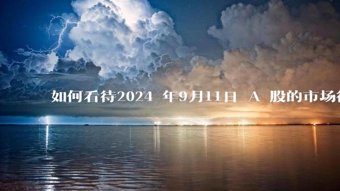 如何看待2024 年9月11日 A 股的市场行情？