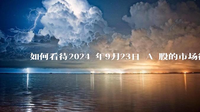 如何看待2024 年9月23日 A 股的市场行情？