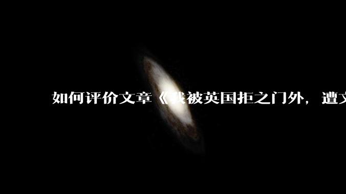 如何评价文章《我被英国拒之门外，遭文明误伤的感觉真痛》？