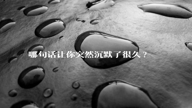 哪句话让你突然沉默了很久?